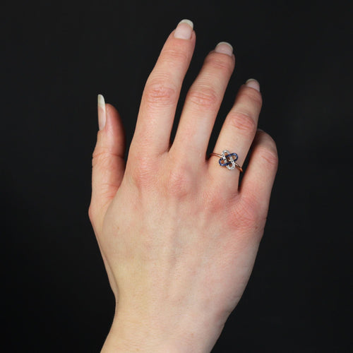 Bague 52 Bague ancienne agrafes de diamants et saphirs 58 Facettes 22-592