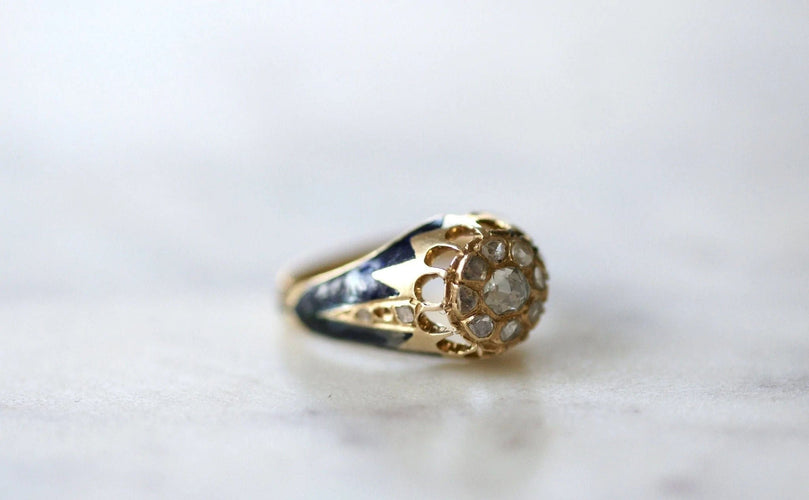 Bague Bague jonc d'enfant émail et diamants 58 Facettes