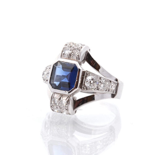 Bague 52 Bague Art Déco Platine Saphir Diamants 58 Facettes 25373