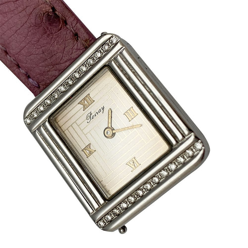 Montre Montre "Ma Première" Poiray, acier et diamants sur cuir. 58 Facettes 30623