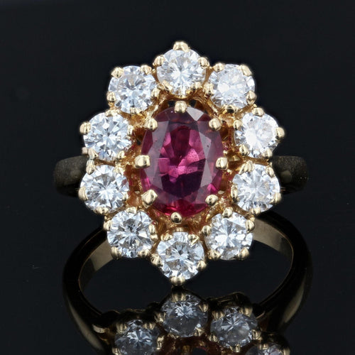 Bague 50 Bague marguerite or jaune rubis diamants 58 Facettes 22-229