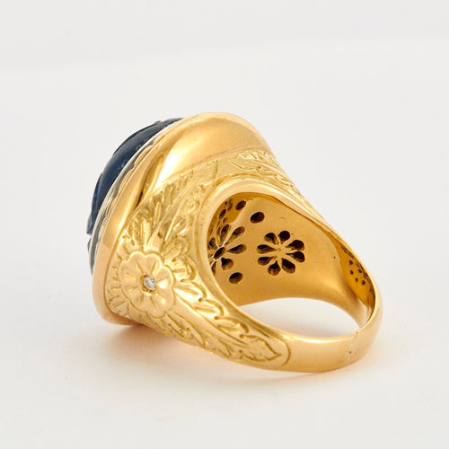 Bague 59.5 Bague Chevalière Saphir gravé 58 Facettes