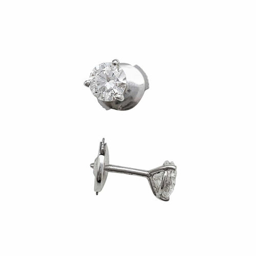 Boucles d'oreilles Puces d'oreilles en or blanc, diamants. 58 Facettes 31127