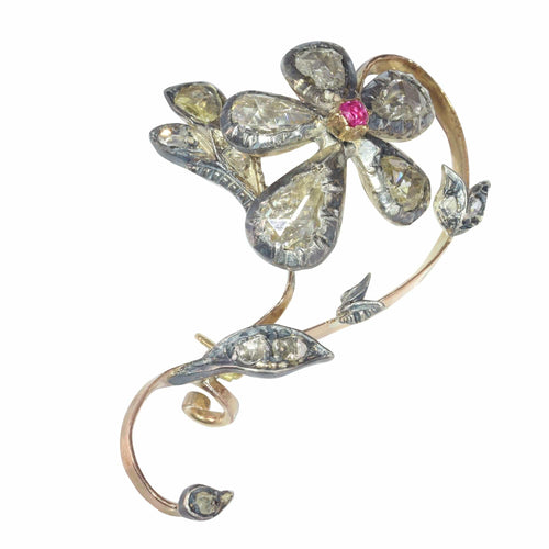 Broche Broche branche fleurie, diamants 58 Facettes 23031-0050