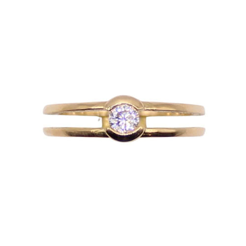 Bague Solitaire or jaune Diamant serti rail 58 Facettes