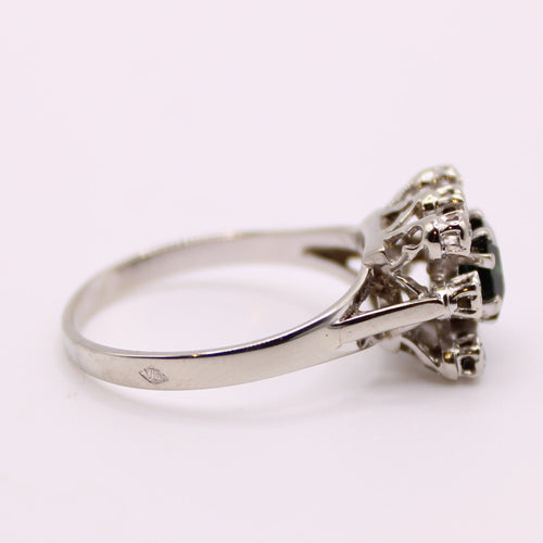 Bague Bague Marguerite or blanc saphir et diamants 58 Facettes