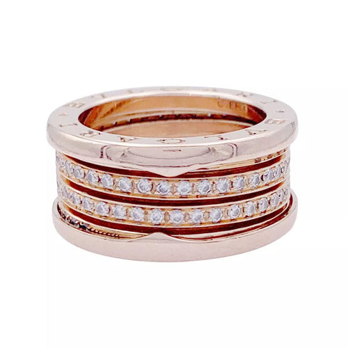 Bague 55 Bague Bulgari, "B.Zero1", or rose et diamants. 58 Facettes 32955