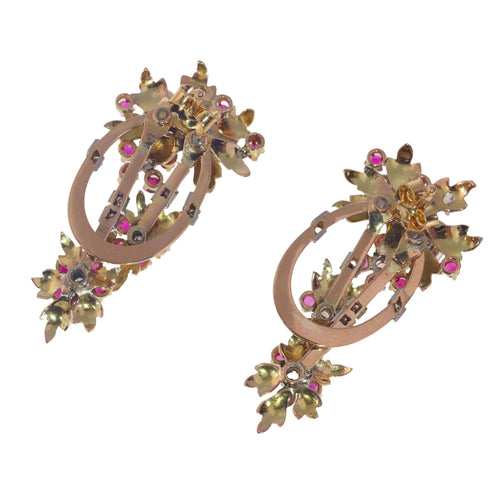 Boucles d'oreilles Pendantes, diamants et rubis 58 Facettes 23026-0041