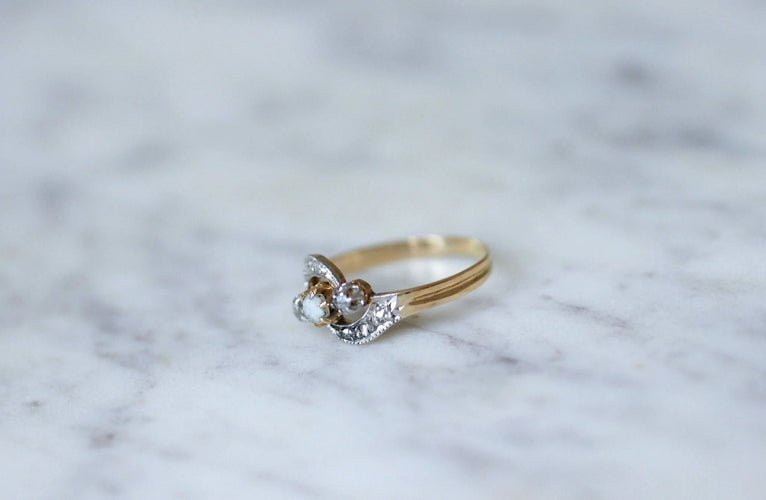 Bague Bague Toi et Moi perle et diamants 58 Facettes