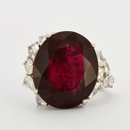 Bague 53.5 Bague Cocktail Rubellite 69cts Diamants 58 Facettes