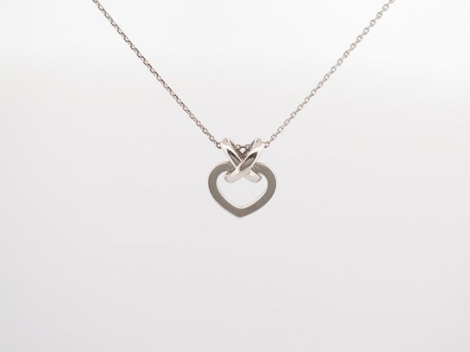 Collier collier CHAUMET pendentif coeur lien 40cm en or blanc 18k diamants 58 Facettes 247053
