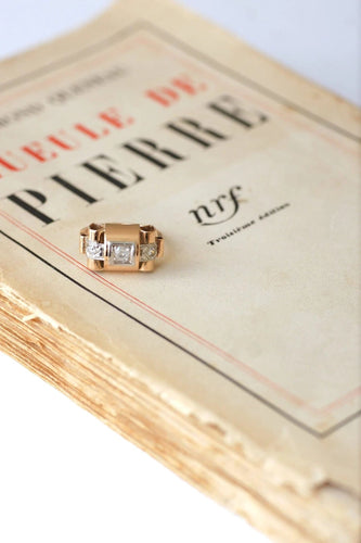 Bague Bague Tank or rose, platine et diamants 58 Facettes