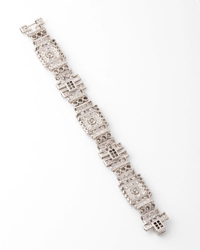 Bracelet Bracelet platine et diamant art décot à motifs rectangulaires 58 Facettes