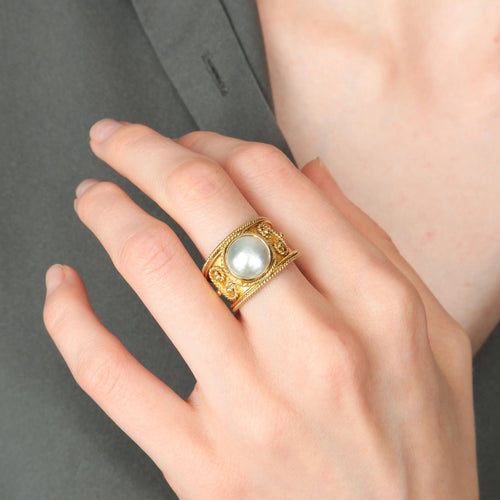 Bague 53.5 / Nacre / Or Jaune BAGUE « SULTAN » OR & NACRE 58 Facettes BO/220077