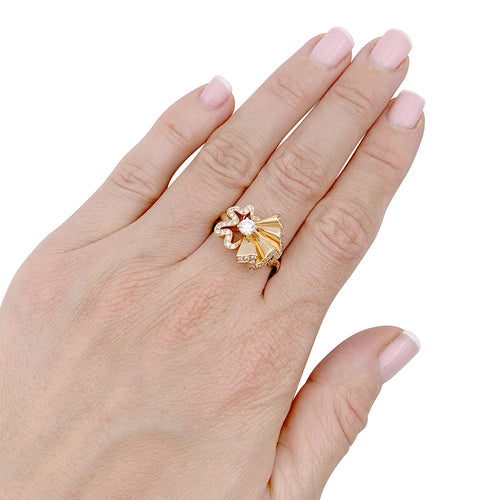 Bague 55 Bague Dior, "Archi Dior Cocotte", or rose, diamants. 58 Facettes 33153