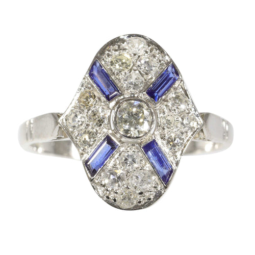 Bague 59 Bague Art Déco Diamant Saphir 58 Facettes 23271-0610