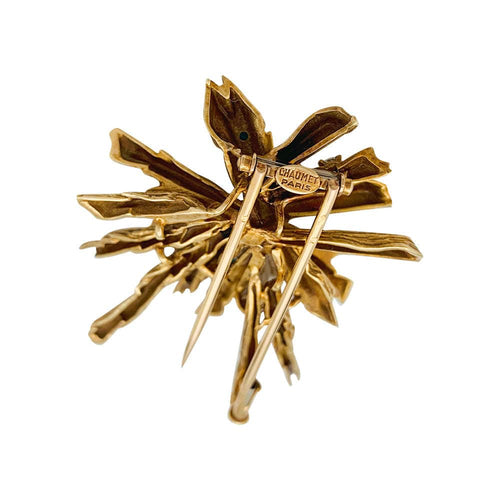 Broche Broche Chaumet en or jaune, diamants et turquoises. 58 Facettes 31240