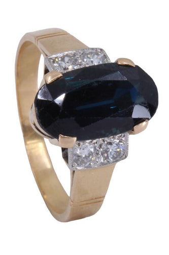 Bague 58 BAGUE ANCIENNE SAPHIR ET DIAMANTS 58 Facettes 072451