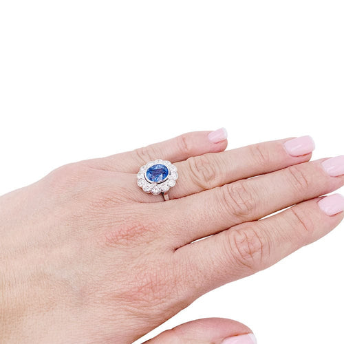 Bague 52 Bague Pompadour, or blanc, platine, saphir et diamants. 58 Facettes 32293