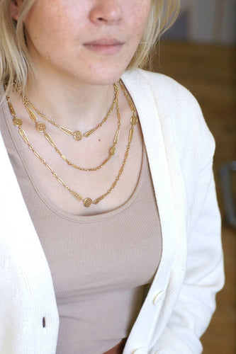 Collier Sautoir chaine ancienne, or jaune 58 Facettes