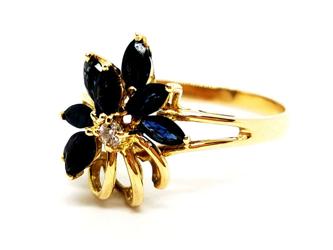 Bague 52 Bague Fleur Or jaune Saphir 58 Facettes 1292374CN