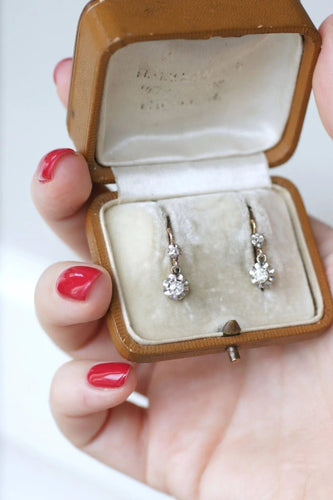 Boucles d'oreilles Dormeuses ancienne, diamants 58 Facettes