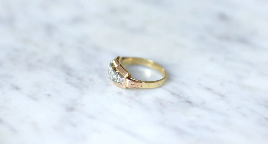 Bague Bague bandeau Art-Déco 3 Ors Diamants 58 Facettes