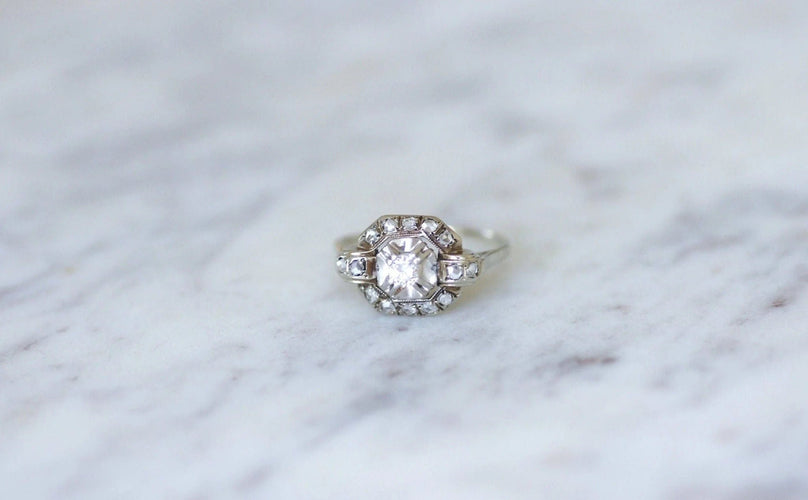 Bague Bague carrée Art Déco diamants 58 Facettes