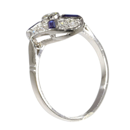 Bague 59 bague de fiançailles diamant et saphir vintage des années 1930 58 Facettes 23271-0610