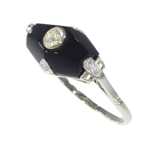 Bague 54 Bague Art Déco diamant et onyx 58 Facettes 19324-0206