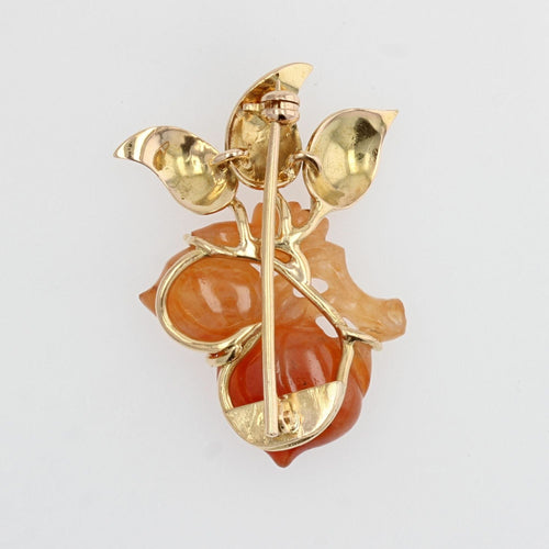 Broche Broche vintage jade orange et or 58 Facettes 22-473