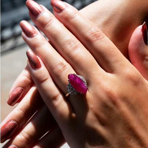 Bague 49.5 Bague or gris rubis diamants 58 Facettes 61200063