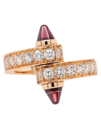 Bague 51 Cartier - Bague "Menotte" Or Rose, Diamants, Tourmalines Roses 58 Facettes