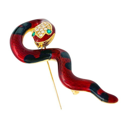 Broche Broche David Webb, "Serpent", émail, diamants et émeraudes. 58 Facettes 31590