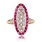 Bague 54 Bague ancienne diamants rubis navette 58 Facettes 23-079