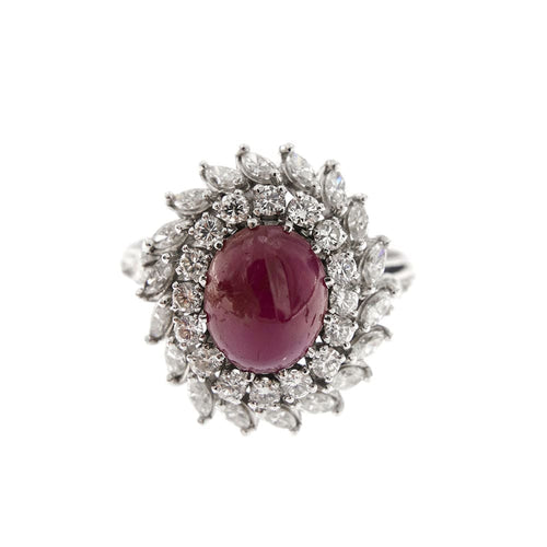Bague 60 Bague style marguerite rubis et diamants 58 Facettes 27889
