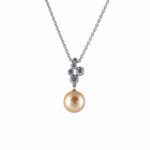 Collier Or Blanc / Diamants COLLIER PENDENTIF PERLE & DIAMANTS 58 Facettes BO/220011-STA