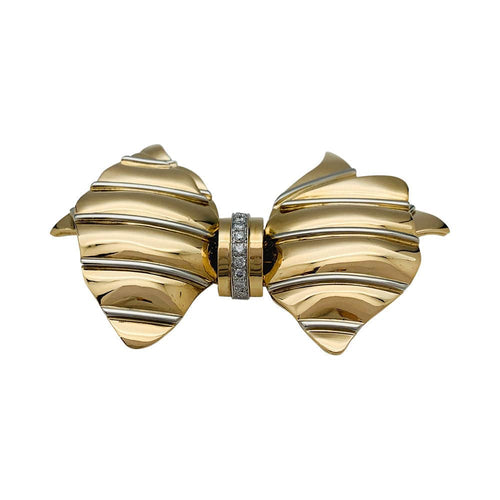 Broche Broche Repossi "noeud" en ors jaune et blanc, diamants. 58 Facettes 31272