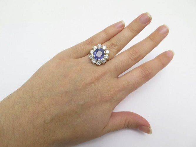 Bague 50 bague marquise taille 48 or jaune 18k sertie saphir 5ct diamants 4ct 58 Facettes 248352