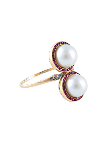 Bague Bague Toi & Moi Perles Rubis 58 Facettes