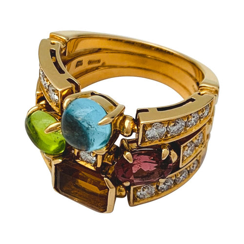 Bague 55 Bague Bulgari, "Allegra", or jaune, diamants, pierres de couleurs. 58 Facettes 31101
