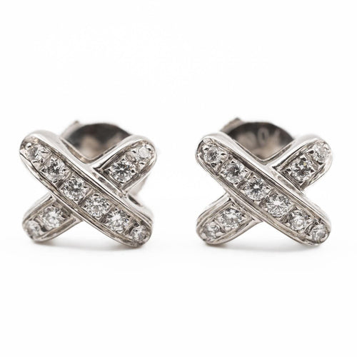 Boucles d'oreilles Chaumet Boucles d'oreilles Puces Liens Or blanc Diamant 58 Facettes 2432075CN