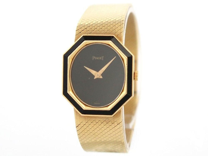 Montre vintage montre PIAGET octogonal onyx 26mm or jaune 18k mecanique 58 Facettes 254507