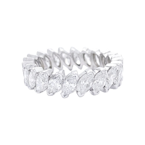 Bague 52 Alliance platine et diamants navettes. 58 Facettes 32469