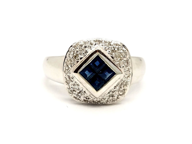 Bague 57 Bague Or blanc Saphir 58 Facettes 879865CD