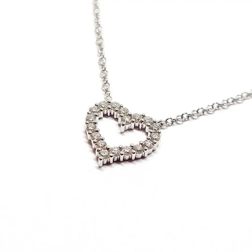 Collier Collier cœur en or blanc, diamants 58 Facettes