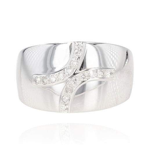 Bague 55 Bague jonc or blanc diamants 58 Facettes 21-577A