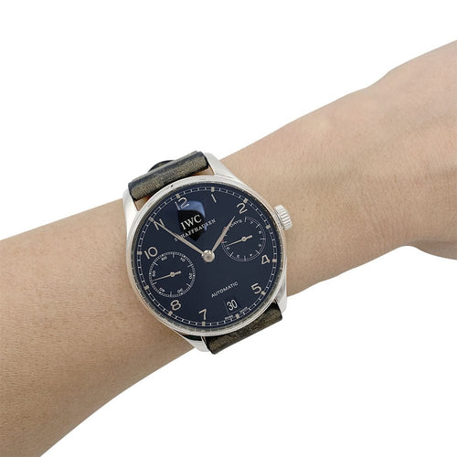 Montre Montre IWC, "Portugaise Automatique", acier, cuir. 58 Facettes 32264