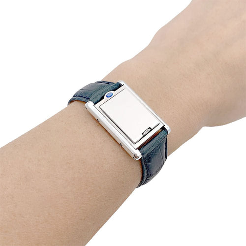 Montre Montre Cartier "Tank basculante" acier, cuir. 58 Facettes 33571