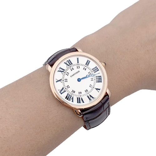 Montre Montre Cartier, "Ronde Louis Cartier", or rose, cuir. 58 Facettes 33436